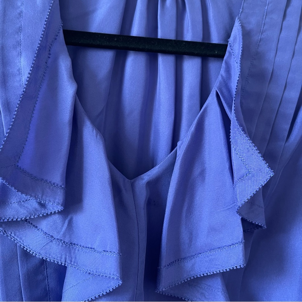 FINAL Rebecca Taylor Silk Periwinkle Ruffle Coquette Femme Mini Dress - Picture 8 of 9
